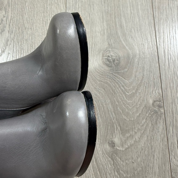 Coach Gray Leather Ankle Tassel Heeled Boots - Picture 10 of 14